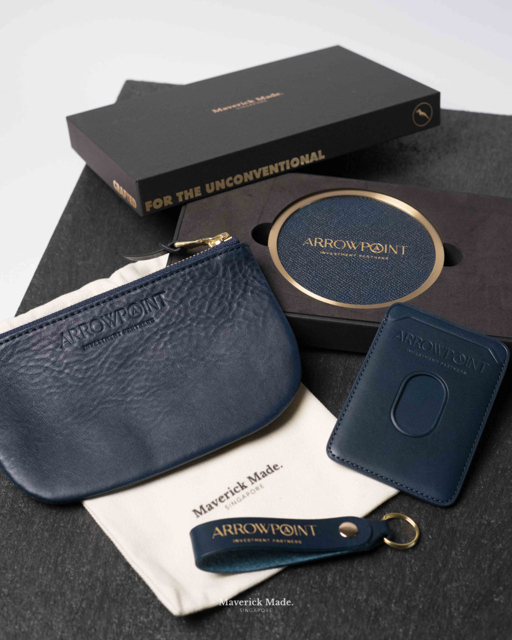 Leather card holder with developed patina