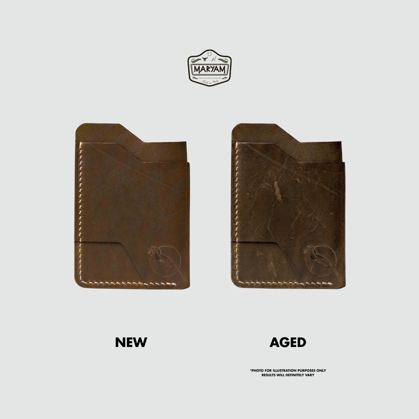 The "Mono" Innocent Cardholder - Olive Horse Hide