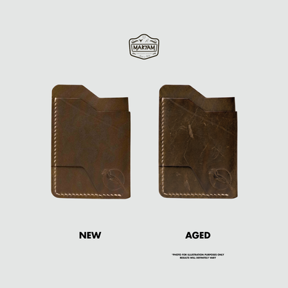 The "Mono" Innocent Cardholder - Olive Horse Hide