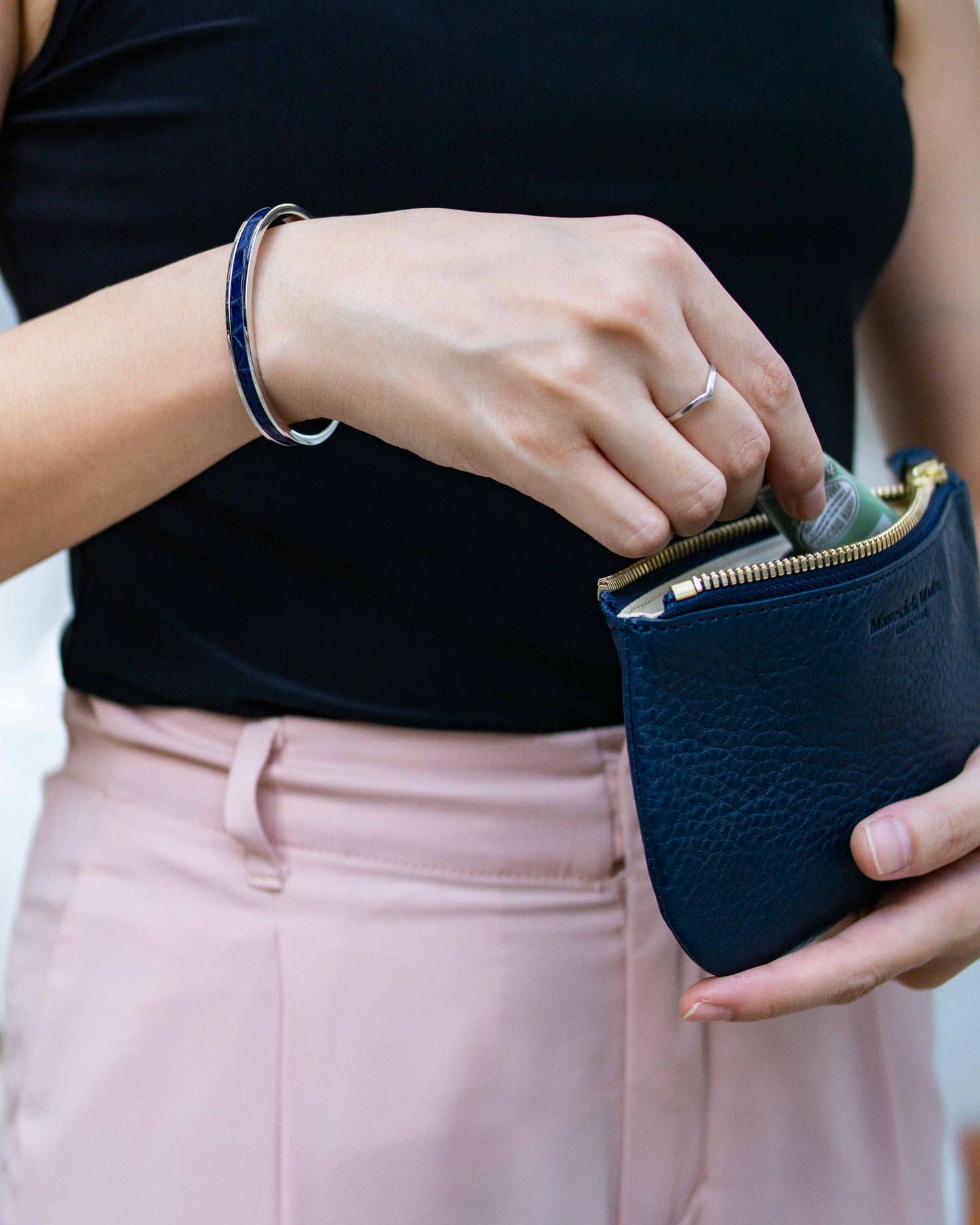 Croco Wrist Cuff - Navy, Matte