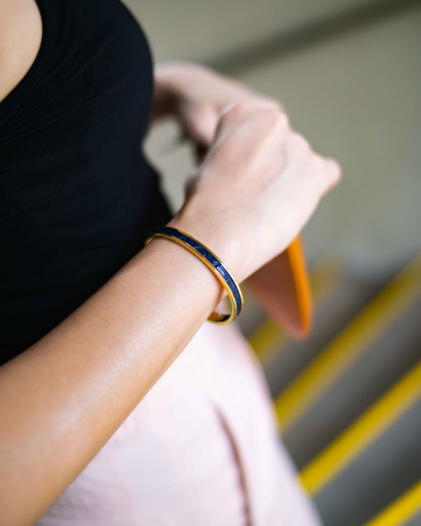 Croco Wrist Cuff - Navy, Matte